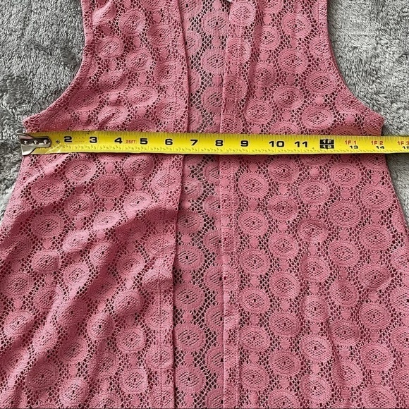Beautees Pink Lace Sleeveless Hooded Open Front Cardigan Size 14 - Picture 5 of 7